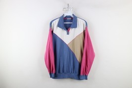 Vintage 90s Streetwear Womens Large Faded Color Block Collared Pullover ... - $49.45