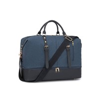 Weekender Large Size Travel Canvas Leather Travel Bag for Men and Women | Navy-D - £119.73 GBP