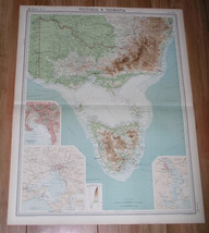 1922 Original Map Of Victoria Melbourne Canberra / Tasmania Hobart / Australia - $24.30