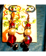 Beautiful~Crystal and Pearl earrings - £13.24 GBP