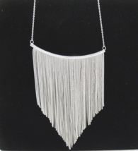 Silver Tone Bib Necklace Dangling Chains Statement Egyptian Revival 19&quot; - £11.76 GBP
