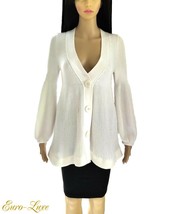 VINTAGE ESCADA IVORY BABYDOLL BUTTERFLY SLEEVE CARDIGAN SWEATER XS S FR 36 - $479.17 CAD
