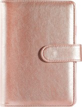 A6 Notebook Binder Cover - 6 Ring Mini PU Leather Binder Cover - ROSE GOLD - £13.44 GBP