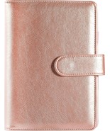 A6 Notebook Binder Cover - 6 Ring Mini PU Leather Binder Cover - ROSE GOLD - $10.88