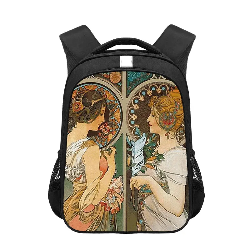 Mucha print backpack for teenager school bags daypack student schoolbag laptop backpack thumb200