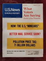 U S NEWS World Report Magazine August 17 1970 Compact Cars Voting Trends - £11.37 GBP