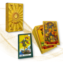Gold Foil Tarot Cards, Complete Deck High-End Plastic Holographic Waite Style Ca - £13.87 GBP