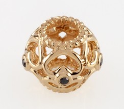 PANDORA 14k or Jaune Diamant Noir Ouvert Coeur Breloque Retiré ! 750466DB - $450.19