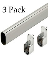 3 ProPack Set (9 Pc.) Oval Wardrobe Closet Rods with End Cups Brackets C... - $50.72 CAD+