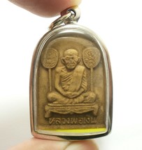 Lp Ngern Thai Buddha Real 1997 Amulet Magic Yant Pendant Lucky Rich Success Gift - £31.73 GBP