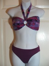Vintage Cole of California 2 Piece Bikini Swimsuit Purple Abstract Swimw... - £27.62 GBP