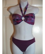 Vintage Cole of California 2 Piece Bikini Swimsuit Purple Abstract Swimw... - £27.21 GBP