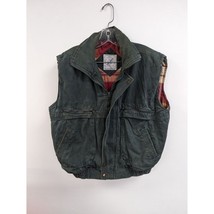 Vintage Expeditions Insulated Flannel Lined Green Canvas Outdoors Vest Men Sz L - £19.93 GBP