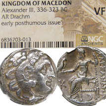 ALEXANDER the Great of Macedon NGC VF. Crescent Moon, Herakles/Zeus. Silver Coin - £285.17 GBP