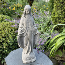 Concrete Virgin Mary Garden Statue Outdoor 24&quot; Large Blessed Mother Ceme... - $238.50