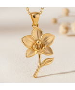 Orchid Flower Pendant Necklace | Sterling Silver Women Jewelry | Botanic... - $44.39