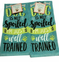Dog Lover Dish Towels Spoiled Dog 100% Cotton 15x25&quot; Set of 2   - $22.42