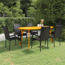 Dining Set Black Solid acacia wood Large Stackable Dining Set - $755.49