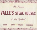 Valles Steak House Placemat 1960 Portland Scarborough &amp; Kittery Maine Bo... - $13.86