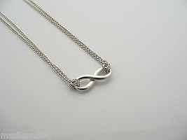 Tiffany &amp; Co Silver Infinity Figure 8 Necklace Pendant Double Chain Gift Love - £199.46 GBP
