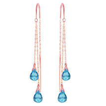 2.5 Carat 14K Solid Rose Gold Dangle Chandelier Earrings w/ Blue Topaz Gemstone - $247.97