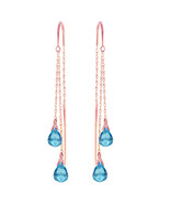 2.5 Carat 14K Solid Rose Gold Dangle Chandelier Earrings w/ Blue Topaz G... - $4,721.22 MXN