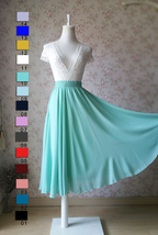 MINT GREEN Summer Chiffon Skirt Women Custom Plus Size Chiffon Midi Skirt image 7