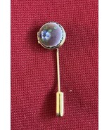 Vtg Blue Enamel Locket Stick Pin  Floral Detail Gold Tone J265 - $376.75 MXN