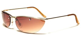 NEW 90&#39;S STYLE SEMI RIMLESS SUNGLASSES GOLD BROWN GRADIENT LENS CLR17007 - £10.80 GBP