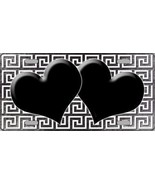 Black White Hearts Greek Key Oil Rubbed Metal Novelty License Plate LP-7482 - $25.74 CAD