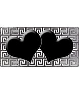 Black White Hearts Greek Key Oil Rubbed Metal Novelty License Plate LP-7482 - £15.14 GBP