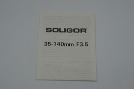 Soligor 35-140mm F3.5 Camera Lens Instruction Book User Manual - $14.84