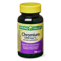 Spring Valley Chromium Metabolism Support, 1,000 mcg, 100 Tablets - £19.09 GBP