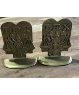 Pair of Vintage Solid Brass Book Ends LEX Scales of Justice Lawyer Legal... - $34.25