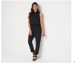 Side Stitch Size Small Black Sleeveless Jumpsuit with Tie Waist A375127 - £33.63 GBP