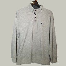 Izod Sweatshirt Mens 2XL Gray Mock Neck 4 Buttons Embroidered - £9.46 GBP