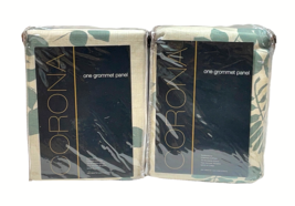 Corona Waterbury Fern &amp; Leaf Panel Pair 2-50&quot;x63&quot; Blue Natural Grommets - £29.28 GBP
