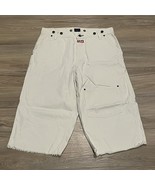Vintage Tommy Jeans Shorts Men&#39;s 34 White Beige Workwear Distressed Hilf... - $571.09 MXN