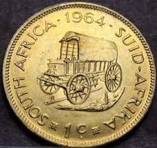 South Africa Cent, 1964 Gem Unc~Last Year Ever Minted~Covered Wagon~Free... - $5.38