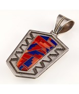 Navajo Double Face Sterling Lapis, Opale Et Corail Mosaïque Inlay Penden... - $1,048.56