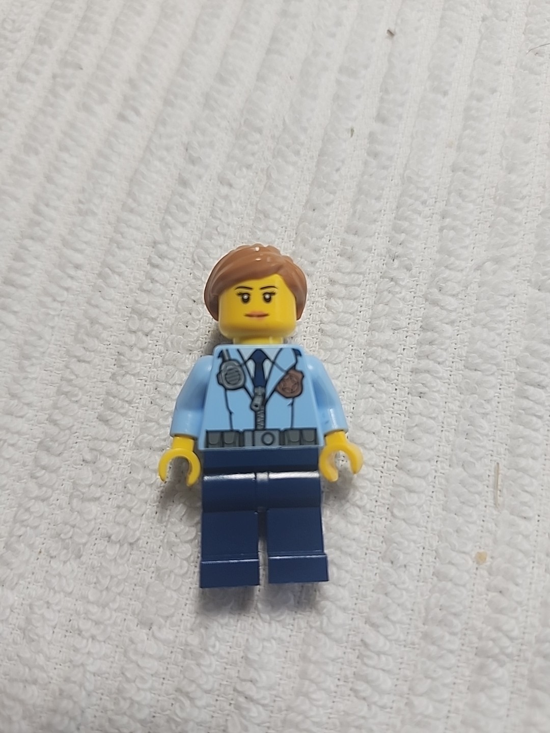 Lego Minifigure Police City Officer Female, Jacket with Dark Blue Tie ct... - $4.95