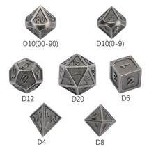 7Pcs/Set Metal Polyhedral Dice Dnd Rpg Mtg Role Playing And Tabletop Game - £19.17 GBP