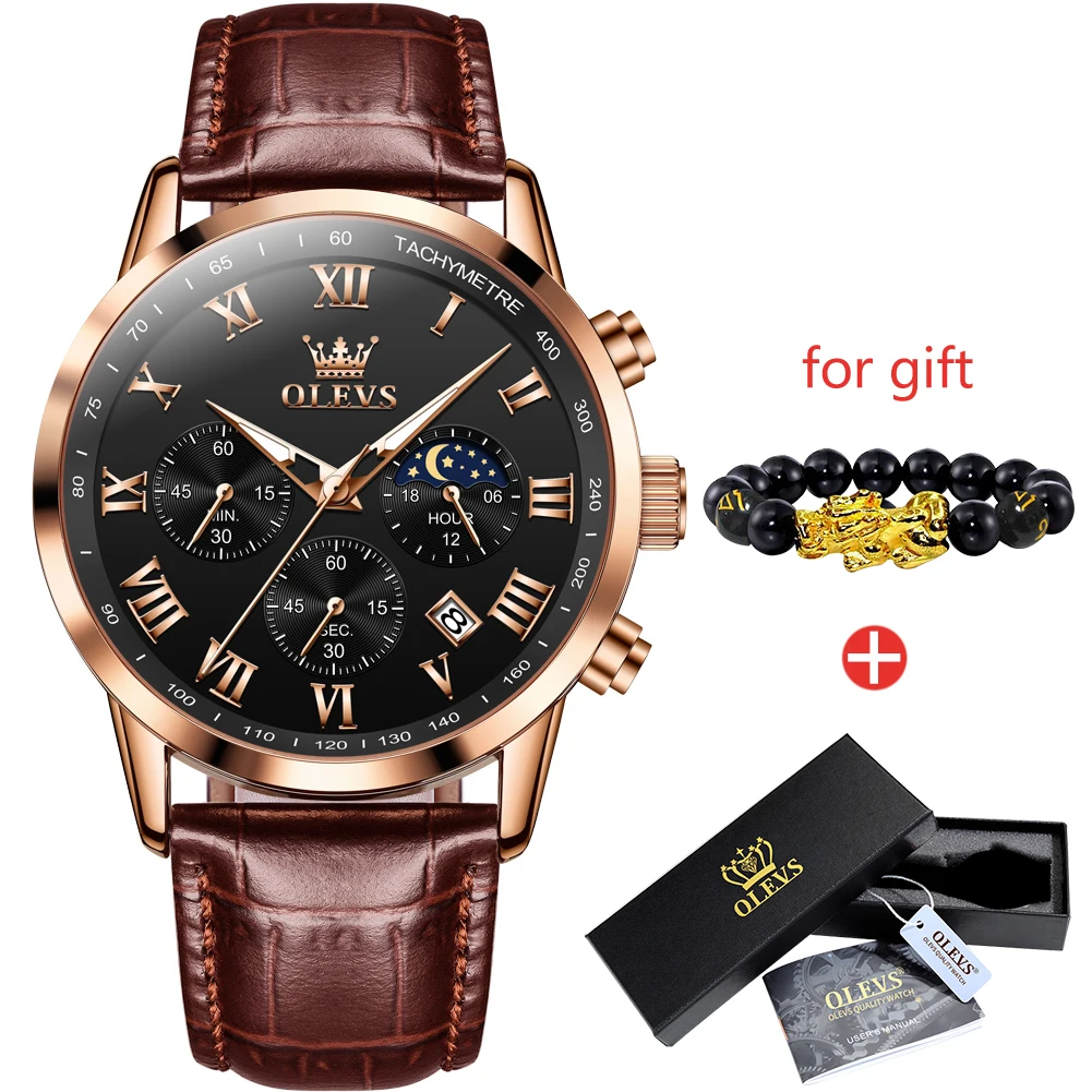 Men&#39;s Watches Brown Leather Classic Analog Quartz Watch for Man 3ATM Waterproof  - £19.42 GBP