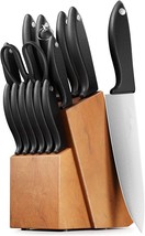 Knife Set 15-Piece Kitchen Knife Set with Sharpener Wooden Block and Serrated - £22.82 GBP