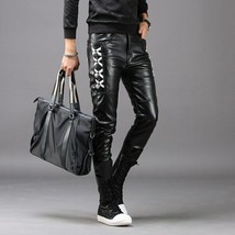 Black  Stylish Men Leather Pant Motorcycle Halloween Genuine Lambskin Designer - £87.47 GBP+