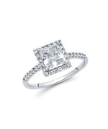 14K White Gold CZ Princess Halo Engagement Ring - €301,87 EUR