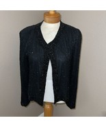 Vintage Woman’s Black Medium 100% Silk Beaded jacket - $49.45