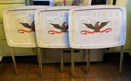 3 Vintage Eagle Metal TV Trays Mid Century Modern Folding Legs MCM Snack... - $67.61