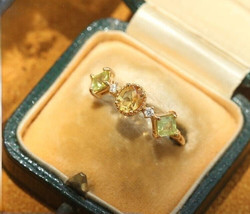 Luxurious Citrine Rings 925 Sterling Silver Wedding Fine Jewelry Engagement - £29.60 GBP