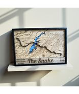 The Snake Route 421 Wooden Lake Map Wall Art, 3D Topographic Design, 489 Curves, - $39.19